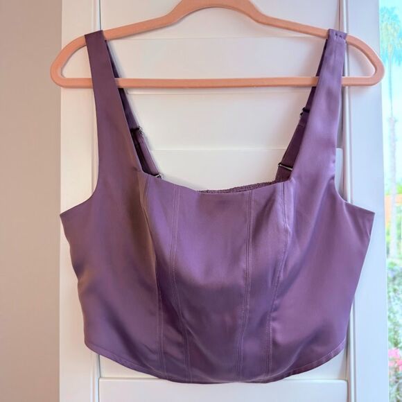Wild Fable Satin Cropped Corset Top with Square Neck in Lilac Purple size Medium - Picture 1 of 7
